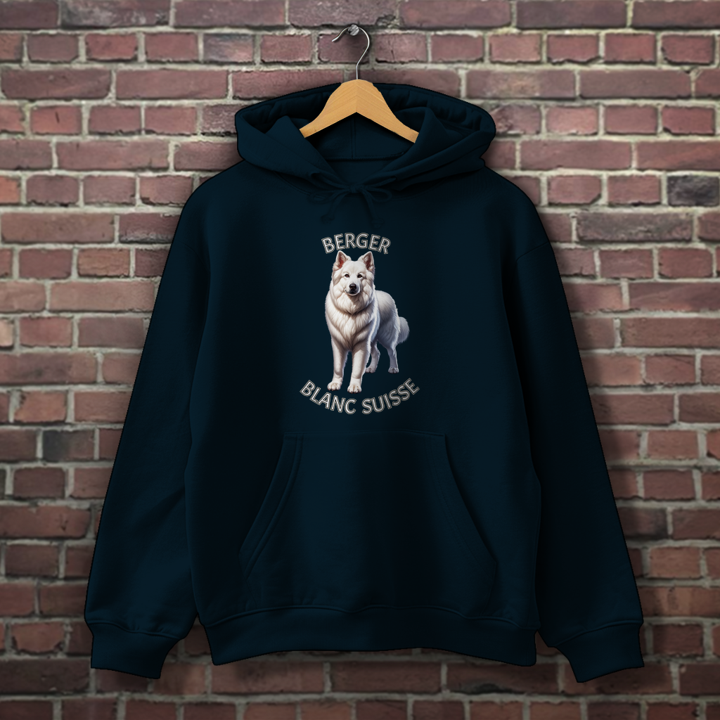 Herren Hoodie Berger Blanc Suisse, Weißer Schäferhund