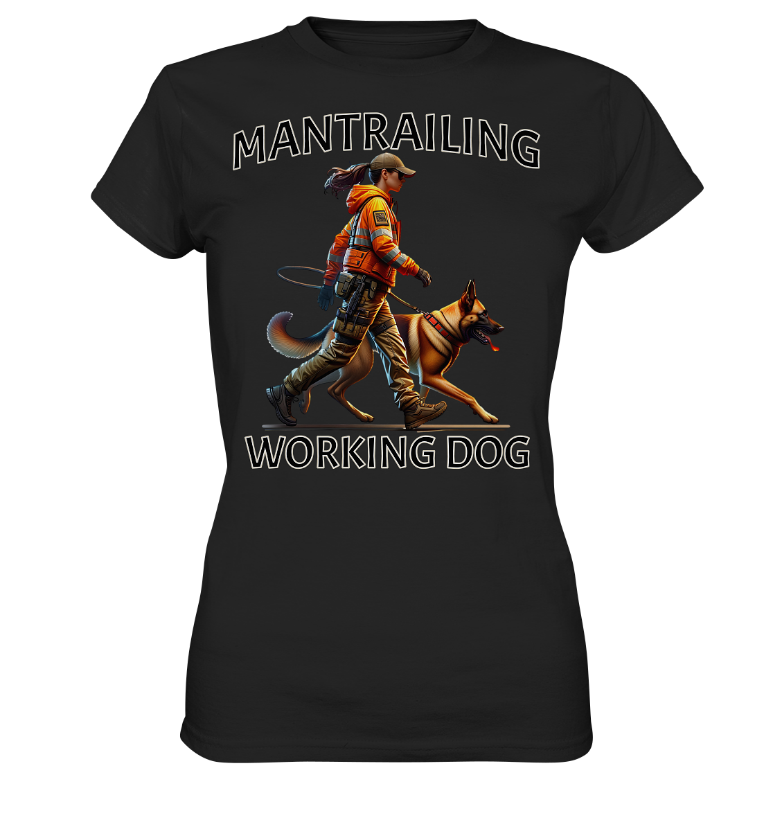 Mantrailing Malinois mit Frau - Ladies Premium Shirt