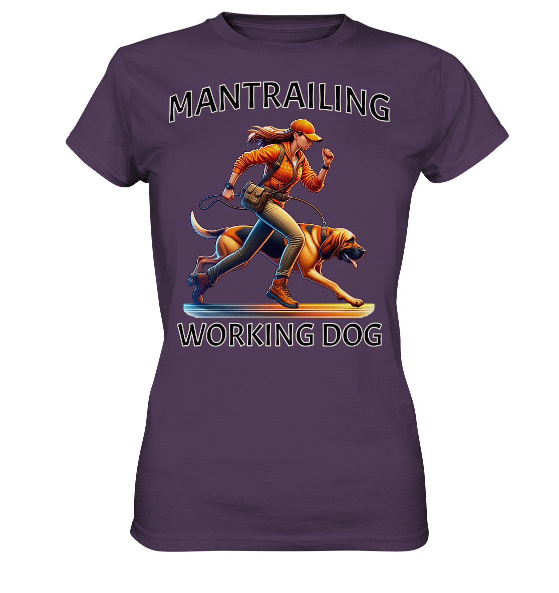 Mantrailing, Frau mit Bloodhound - Ladies Premium Shirt