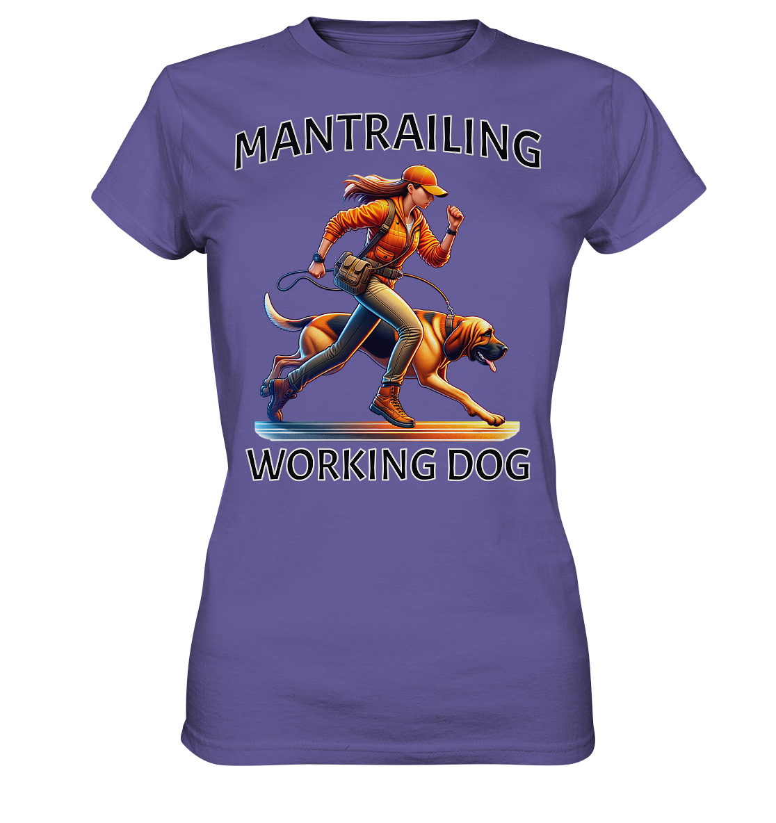 Mantrailing, Frau mit Bloodhound - Ladies Premium Shirt