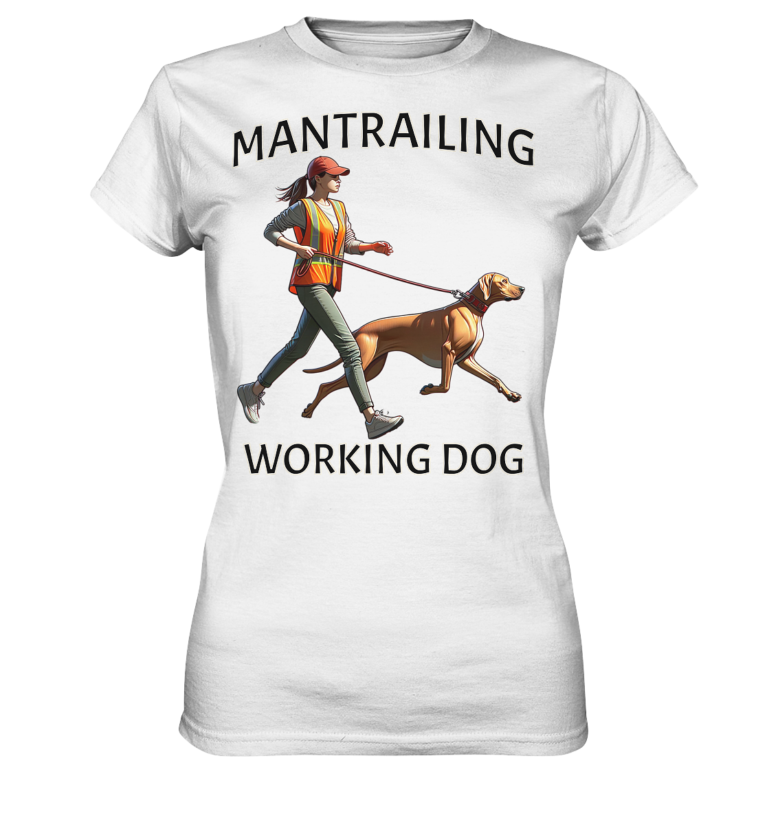 Mantrailing, Frau mit Ridgeback - Ladies Premium Shirt