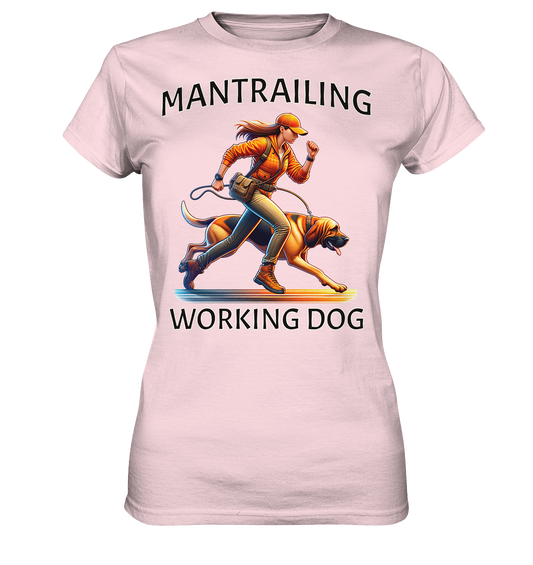 Mantrailing, Frau mit Bloodhound - Ladies Premium Shirt