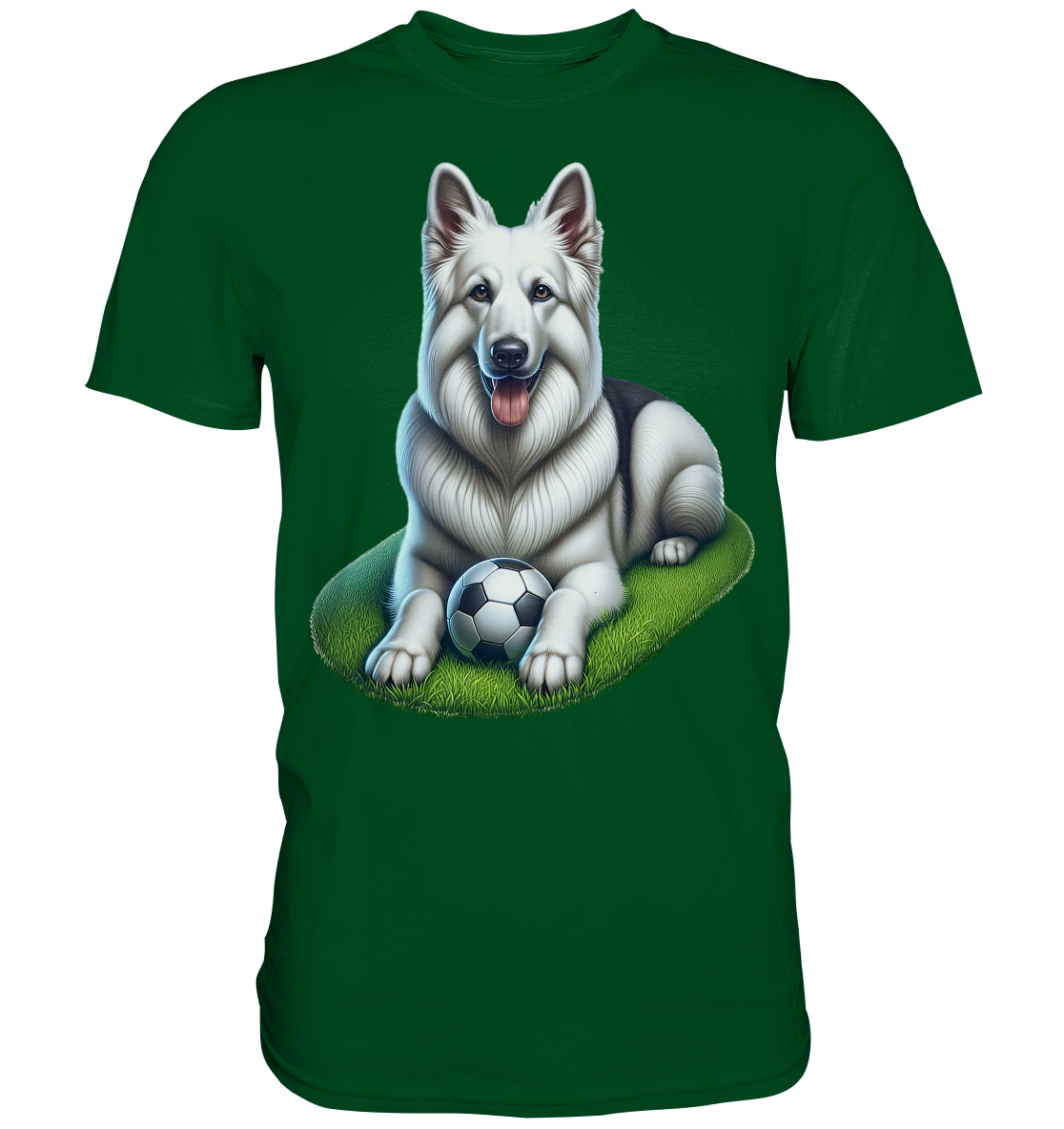 Weißer Schäferhund mit Ball - Premium Shirt