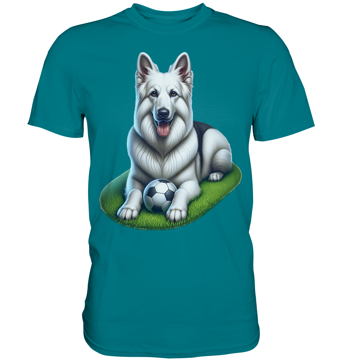 Weißer Schäferhund mit Ball - Premium Shirt