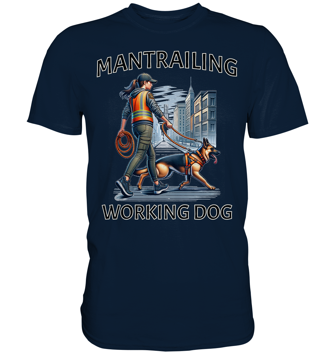 Mantrailing, Frau mit Schäferhund - Premium Shirt