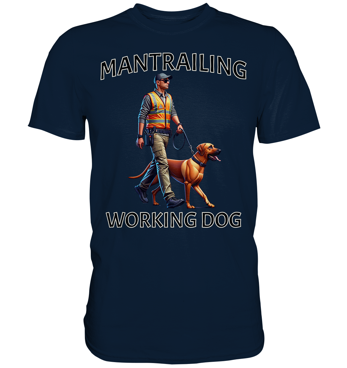 Mantrailing, Mann mit Ridgeback - Premium Shirt