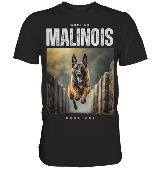 T-Shirt "Working Malinois Dogsport" mit springendem Malinois - Premium Shirt