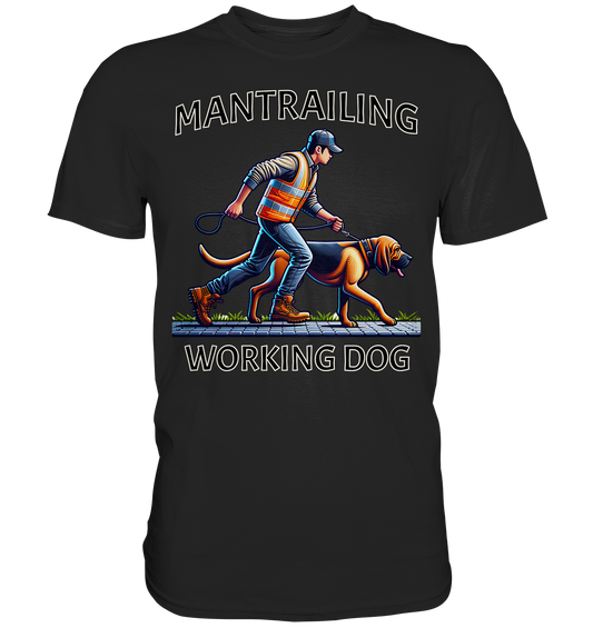 Mantrailing, Mann mit Bloodhound - Premium Shirt