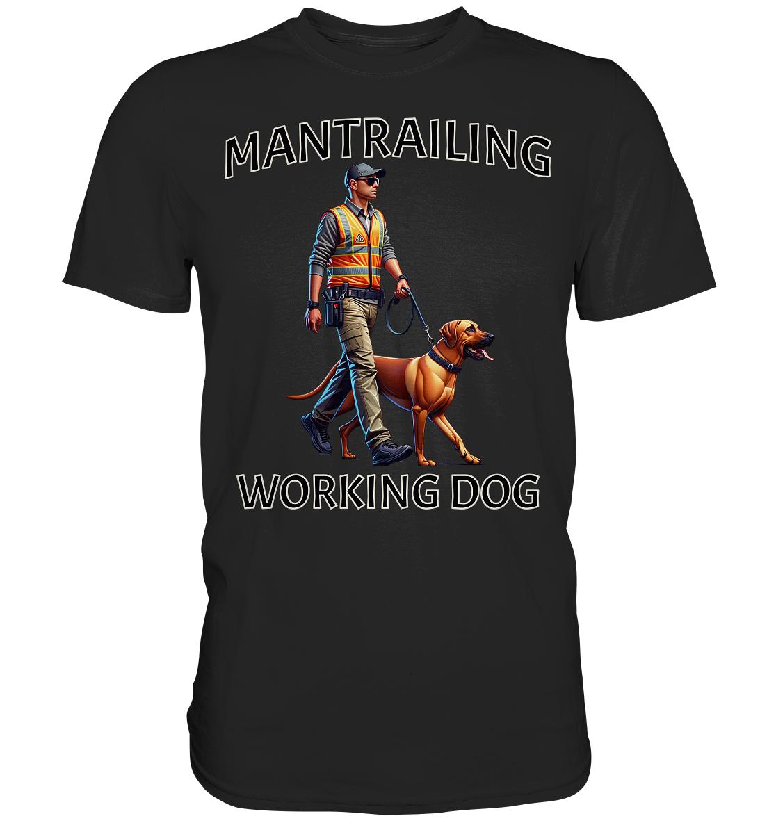 Mantrailing, Mann mit Ridgeback - Premium Shirt