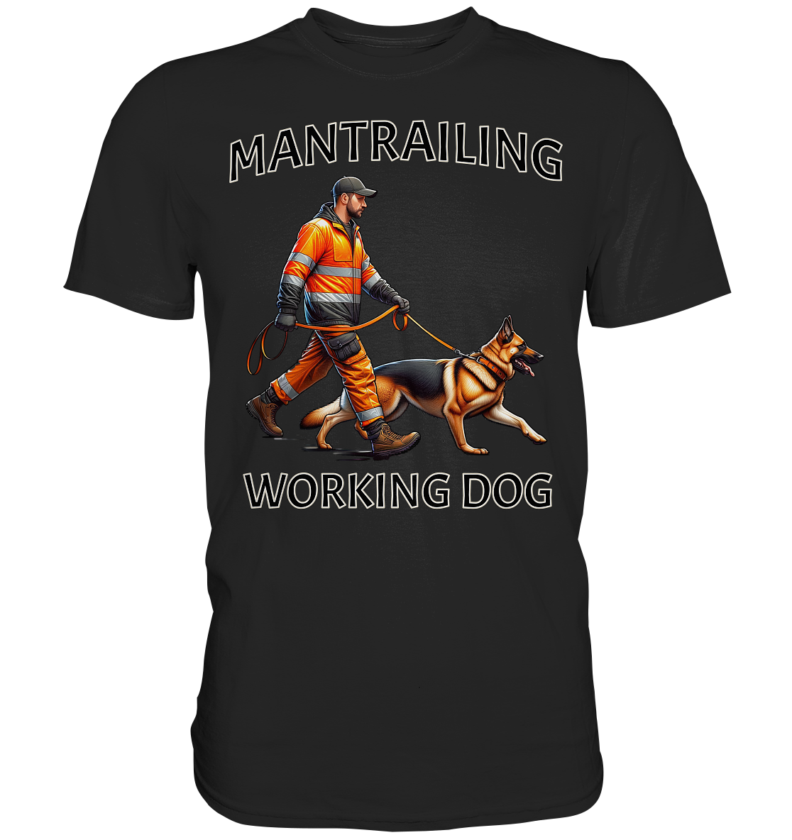 Mantrailing, Mann mit Deutschem Schäferhund - Premium Shirt