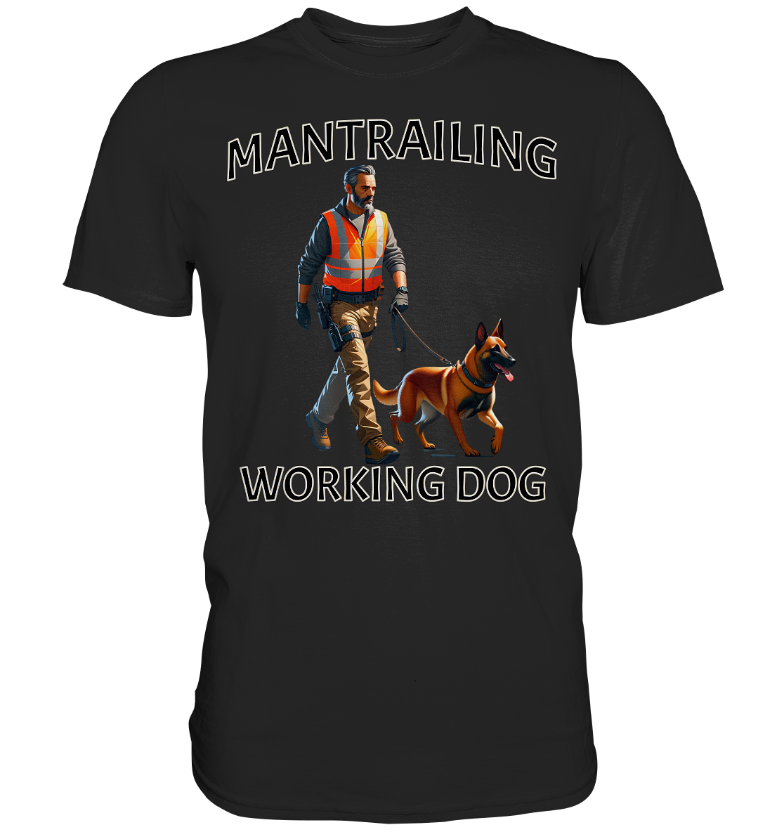 Mantrailing, Mann mit Malinois - Premium Shirt