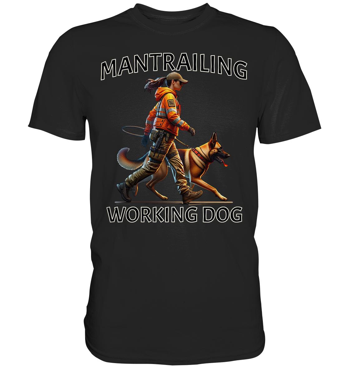 Mantrailing Malinois mit Frau - Premium Shirt