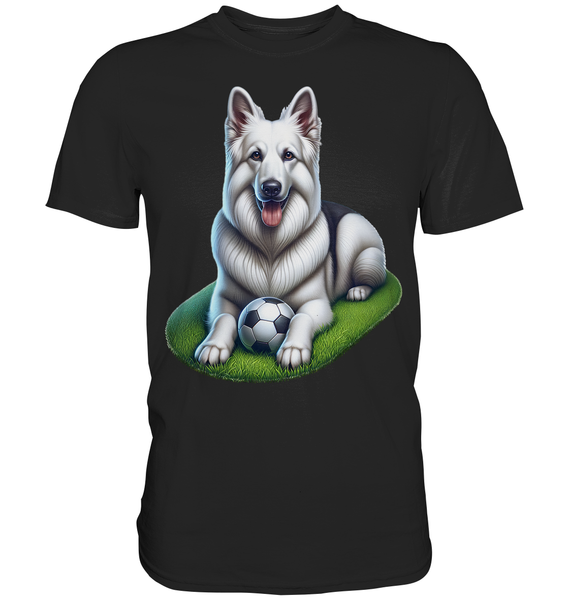 Weißer Schäferhund mit Ball - Premium Shirt