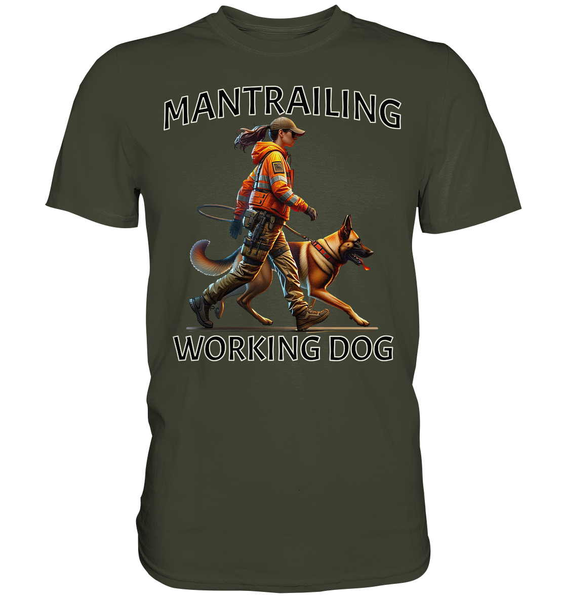 Mantrailing Malinois mit Frau - Premium Shirt