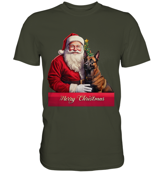 Merry Christmas mit Santa und Malinois - Premium Shirt