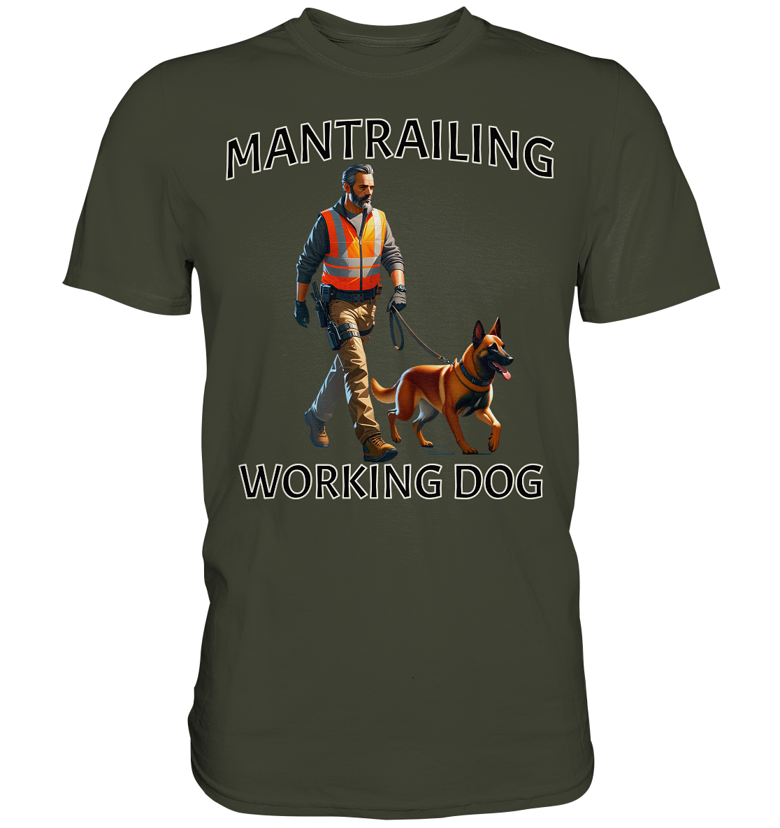 Mantrailing, Mann mit Malinois - Premium Shirt