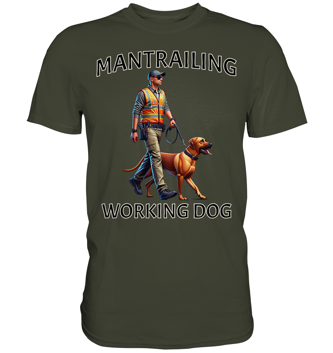 Mantrailing, Mann mit Ridgeback - Premium Shirt