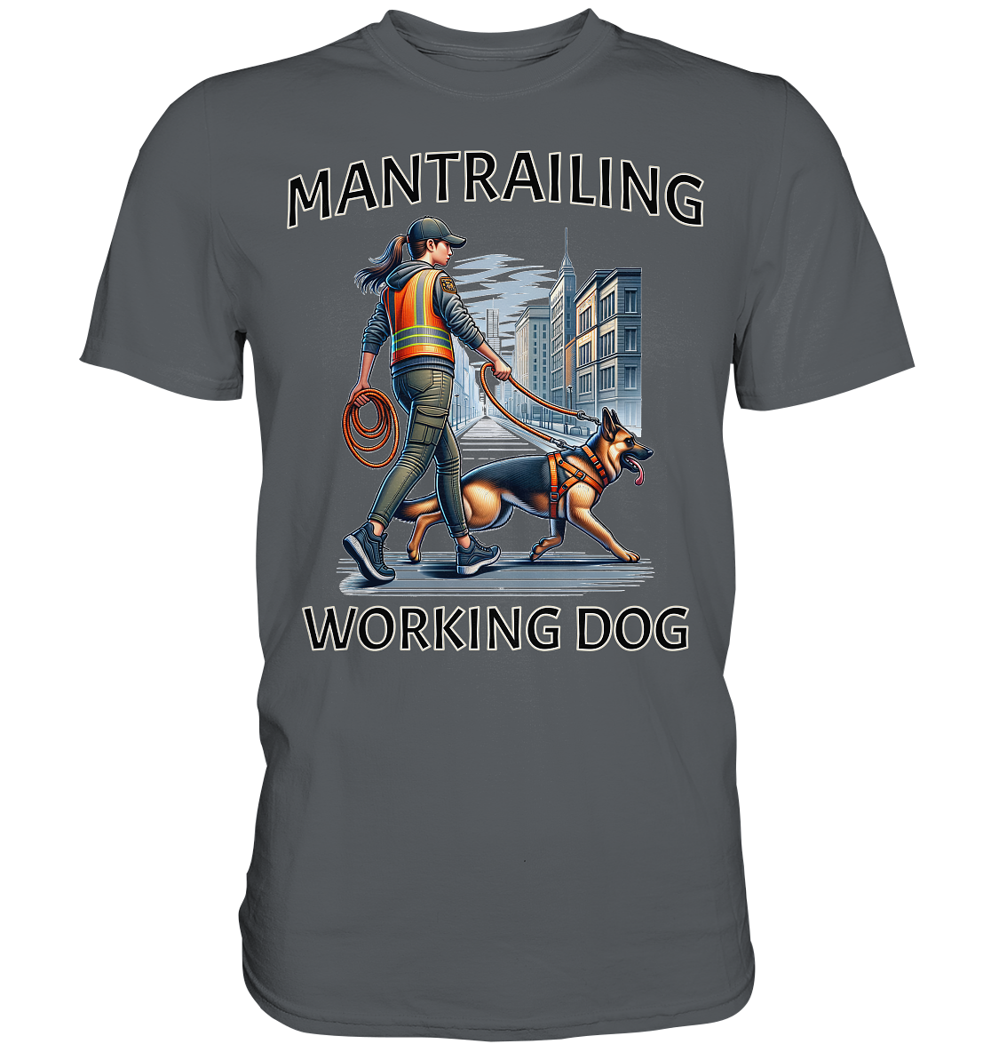 Mantrailing, Frau mit Schäferhund - Premium Shirt