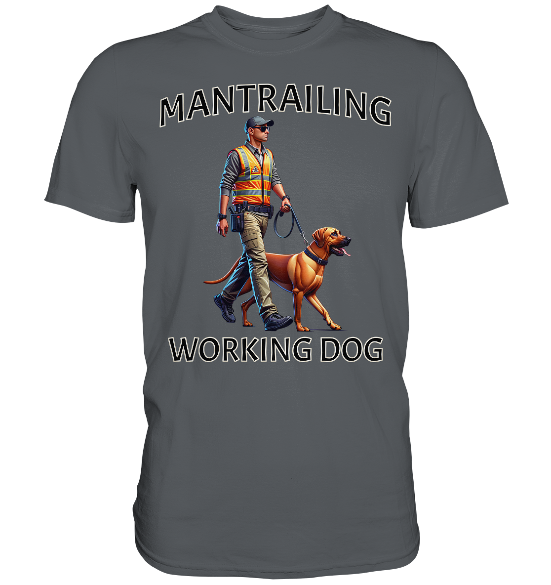 Mantrailing, Mann mit Ridgeback - Premium Shirt