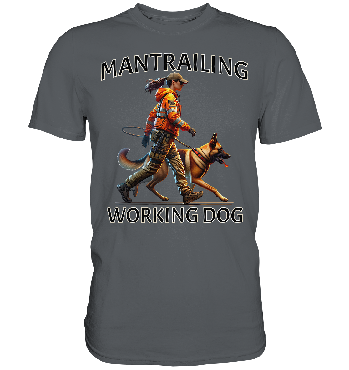 Mantrailing Malinois mit Frau - Premium Shirt