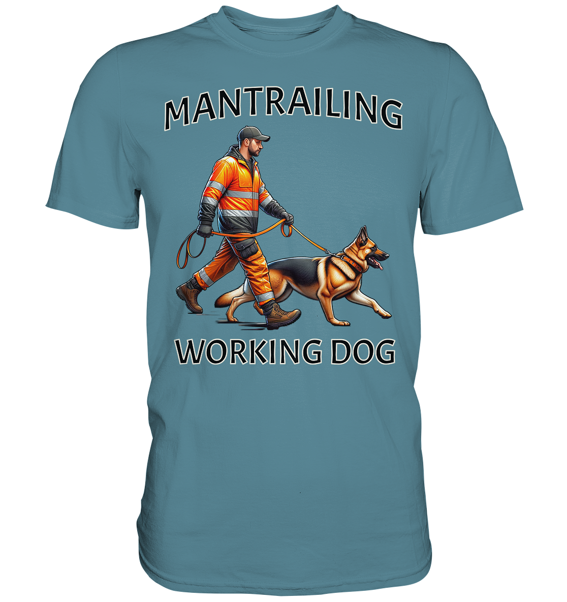 Mantrailing, Mann mit Deutschem Schäferhund - Premium Shirt