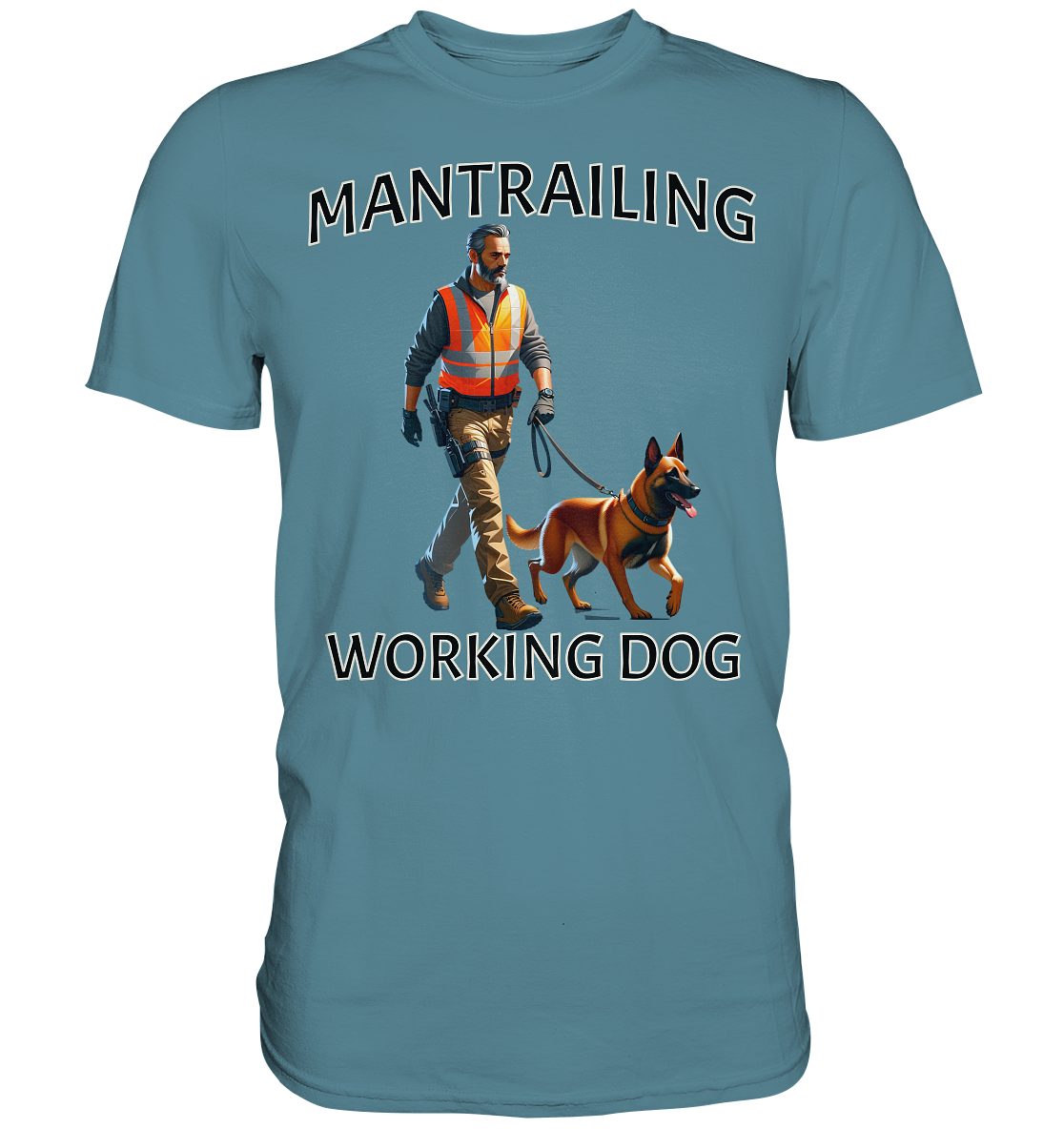 Mantrailing, Mann mit Malinois - Premium Shirt