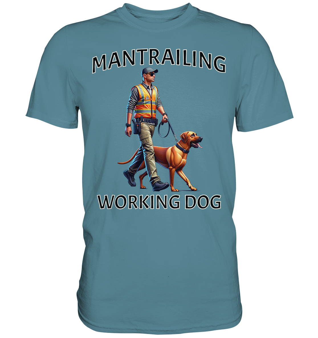 Mantrailing, Mann mit Ridgeback - Premium Shirt