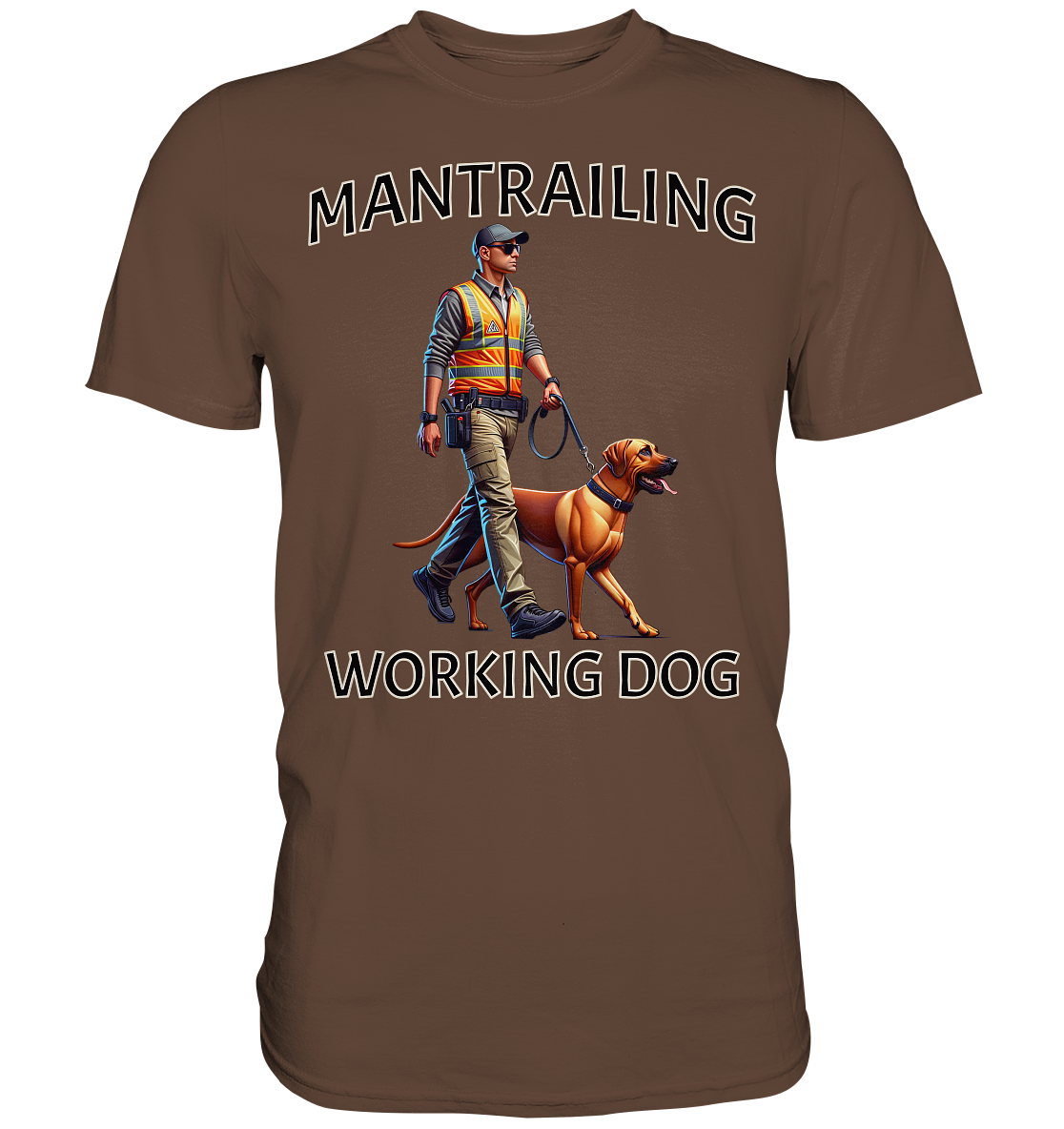 Mantrailing, Mann mit Ridgeback - Premium Shirt