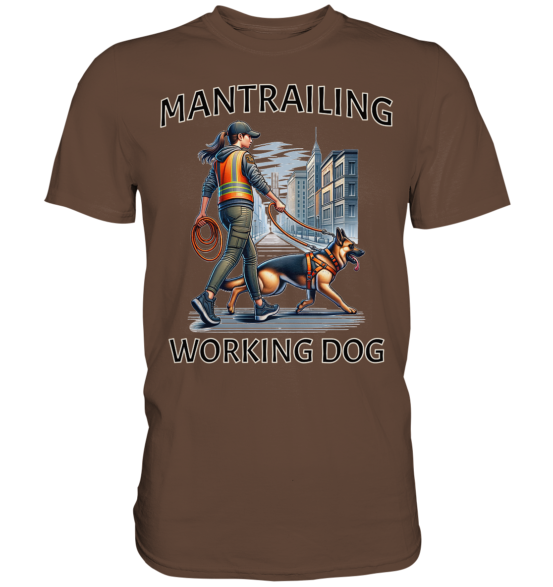 Mantrailing, Frau mit Schäferhund - Premium Shirt