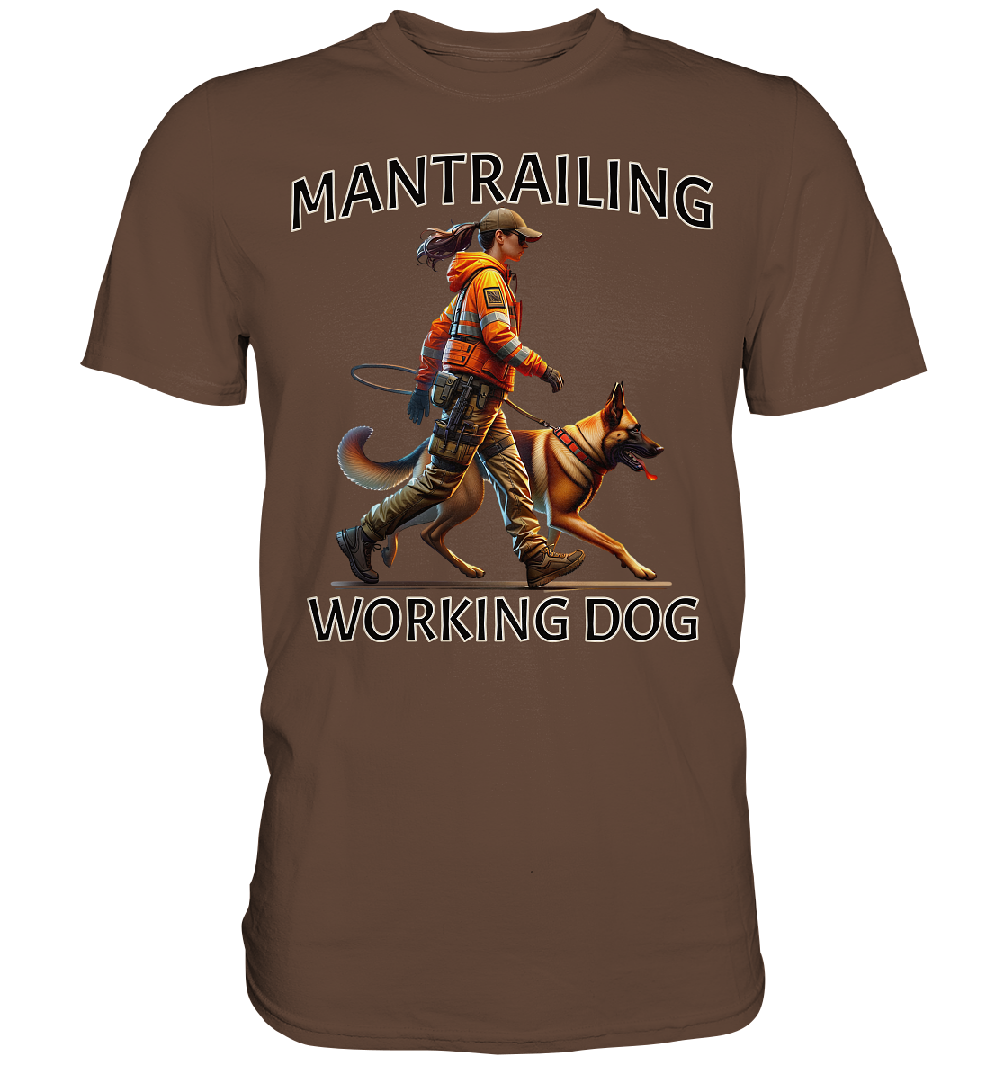 Mantrailing Malinois mit Frau - Premium Shirt