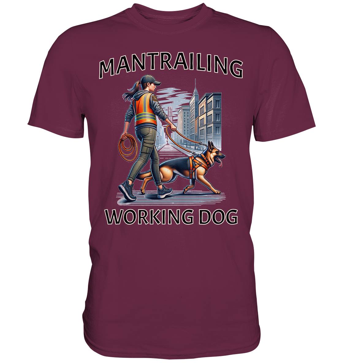 Mantrailing, Frau mit Schäferhund - Premium Shirt