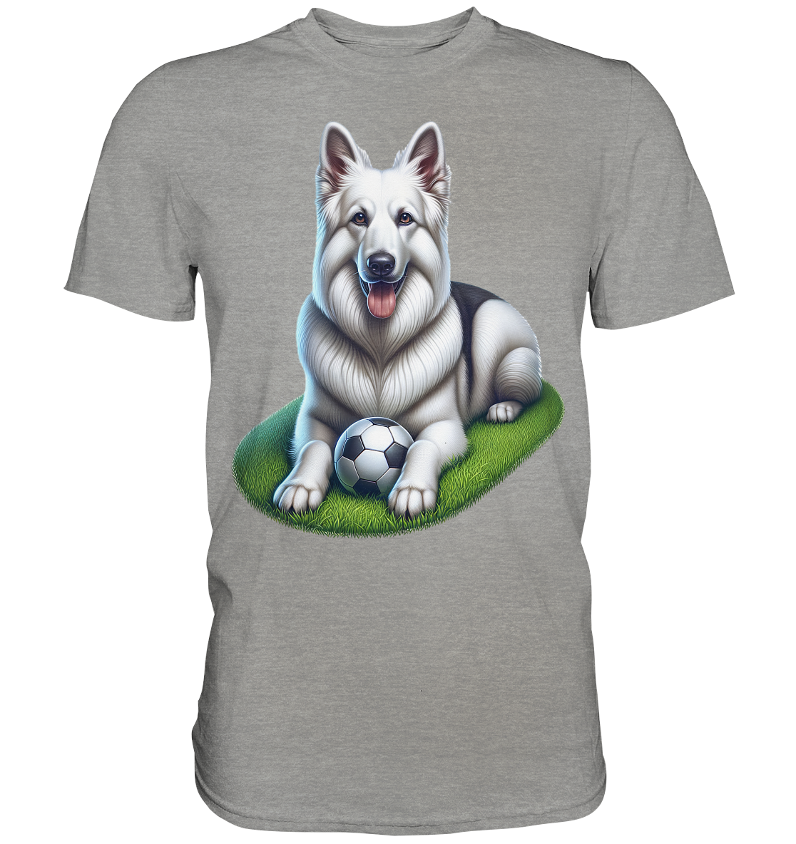 Weißer Schäferhund mit Ball - Premium Shirt