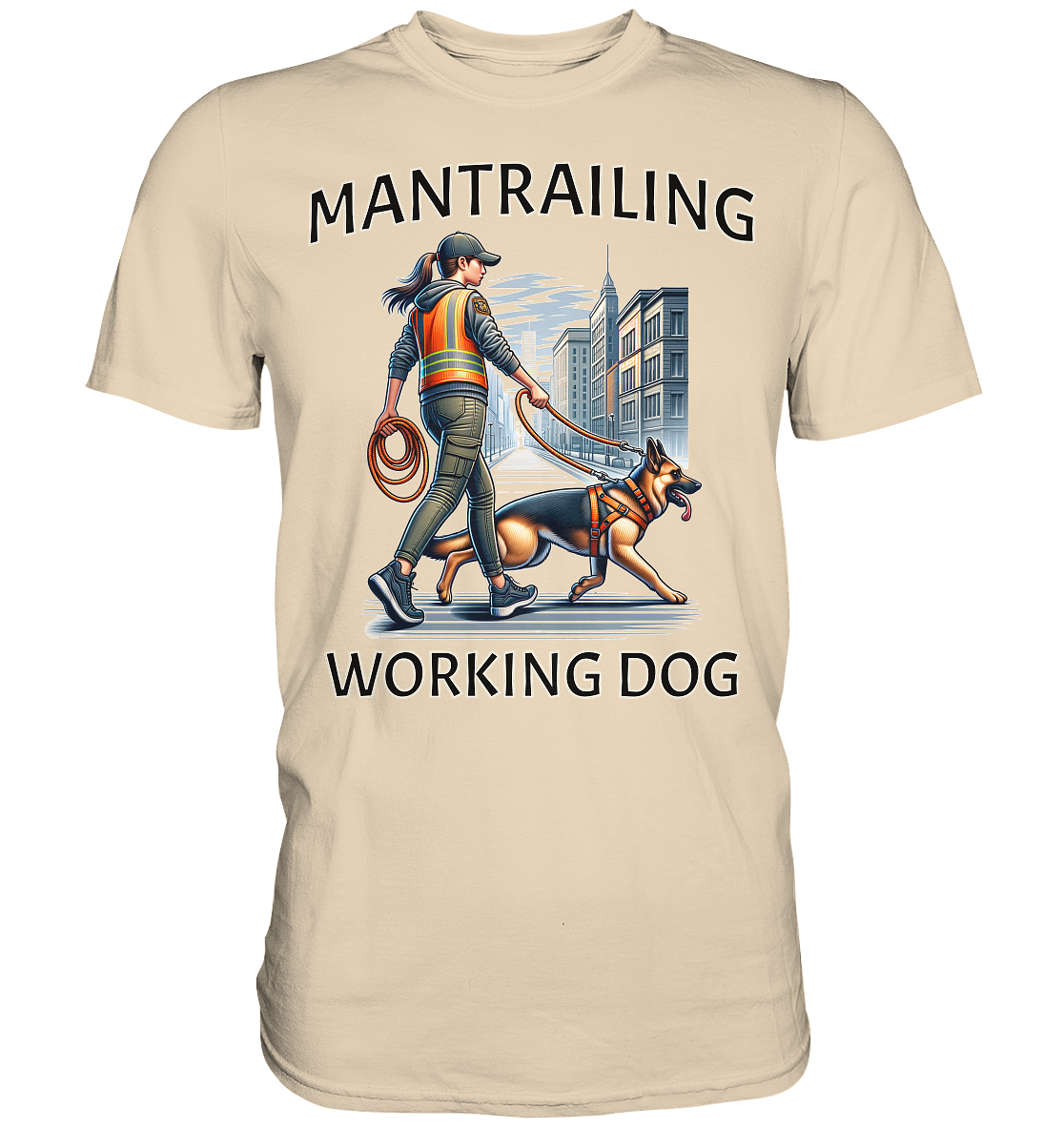 Mantrailing, Frau mit Schäferhund - Premium Shirt