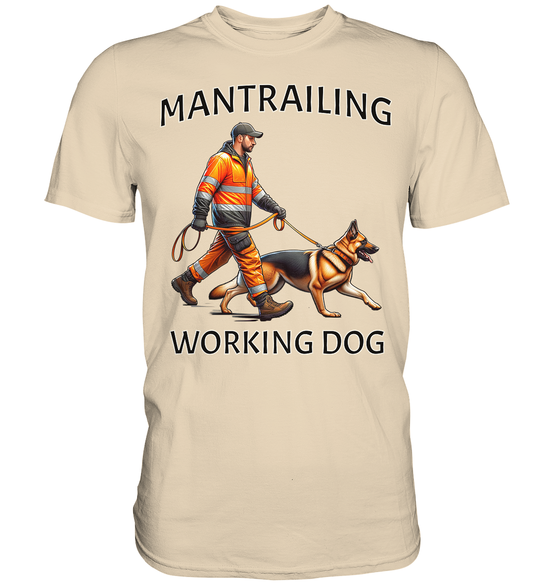 Mantrailing, Mann mit Deutschem Schäferhund - Premium Shirt