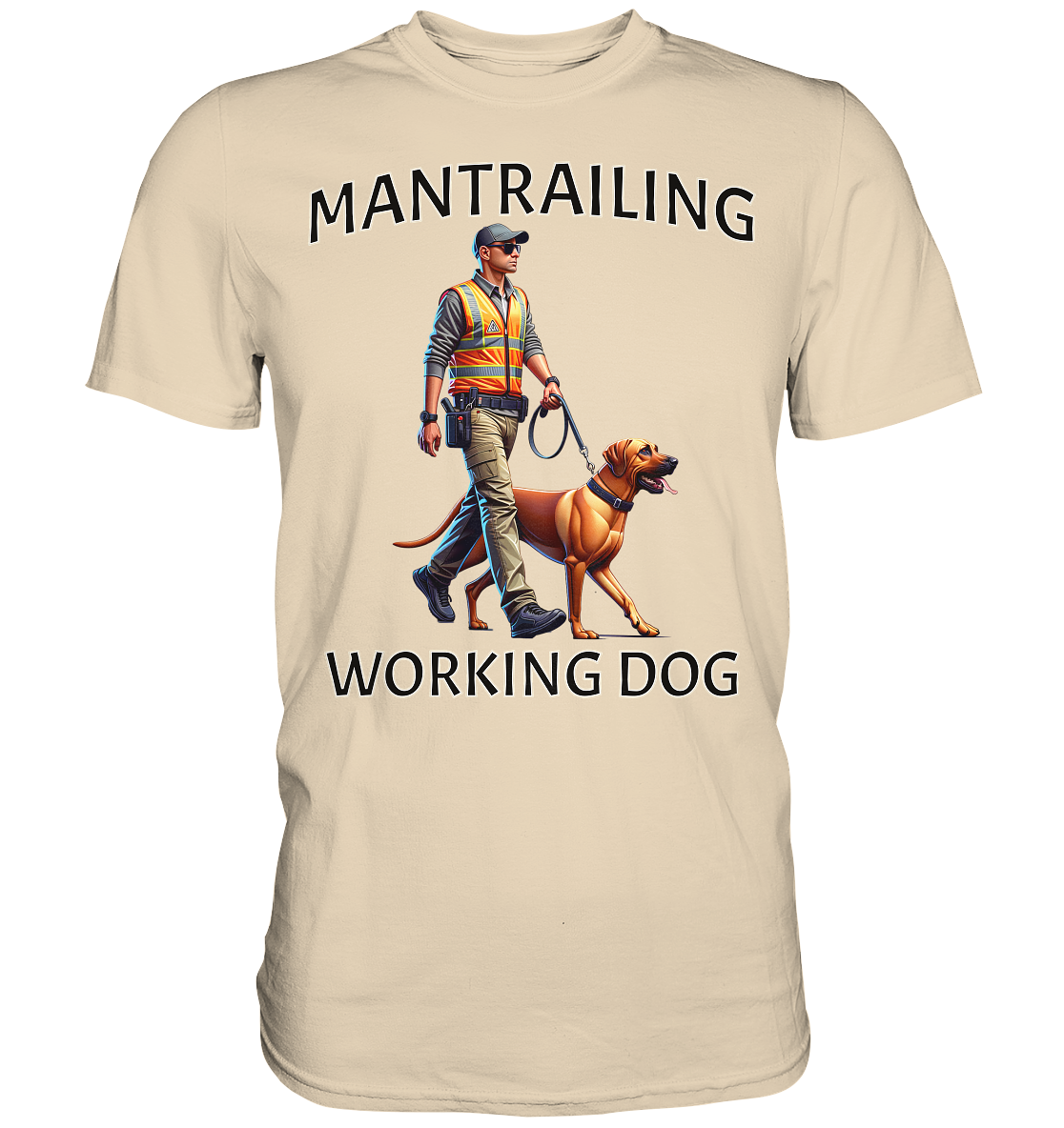 Mantrailing, Mann mit Ridgeback - Premium Shirt