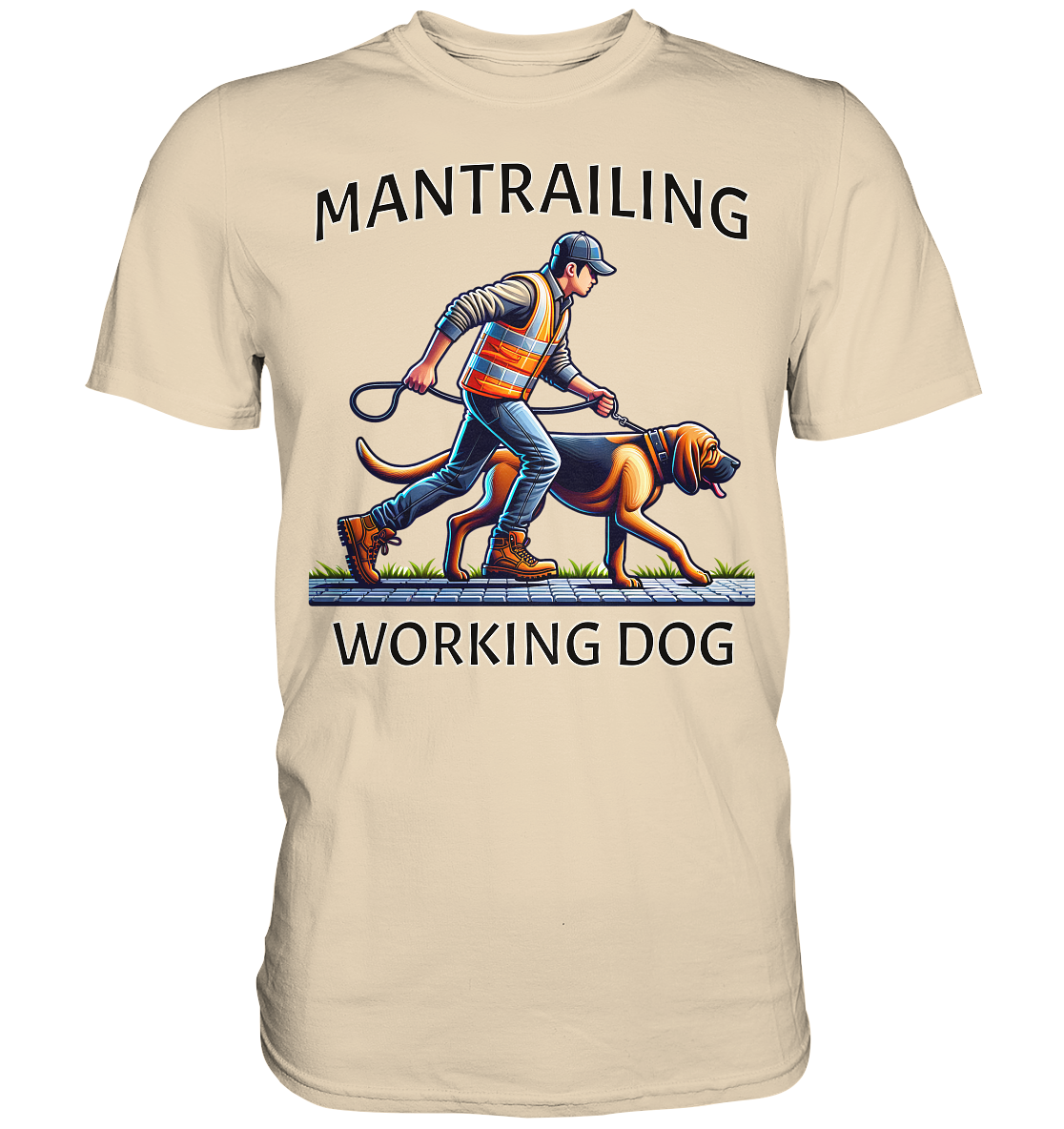 Mantrailing, Mann mit Bloodhound - Premium Shirt