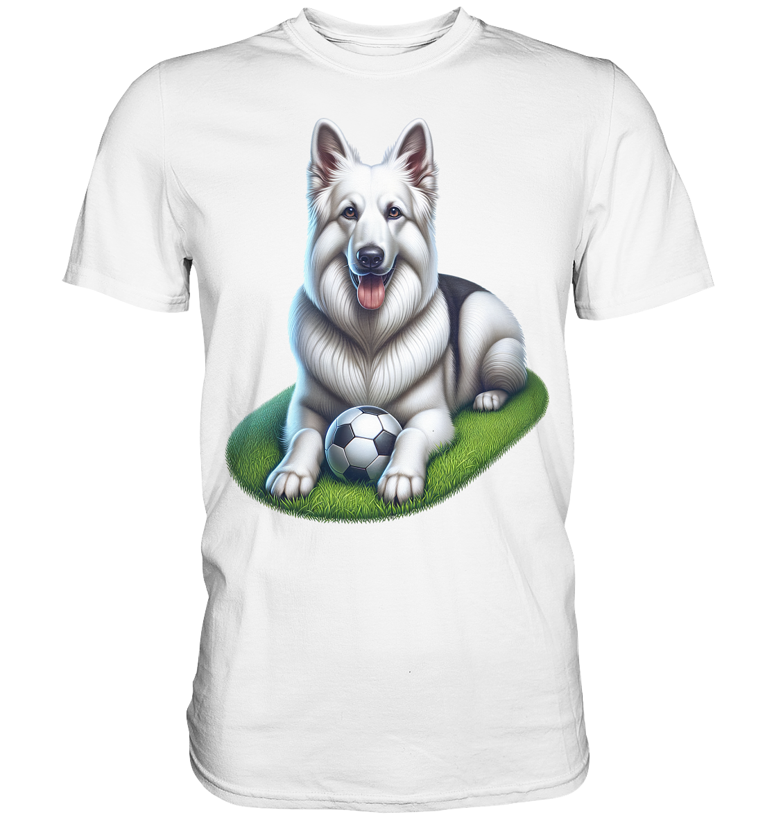 Weißer Schäferhund mit Ball - Premium Shirt