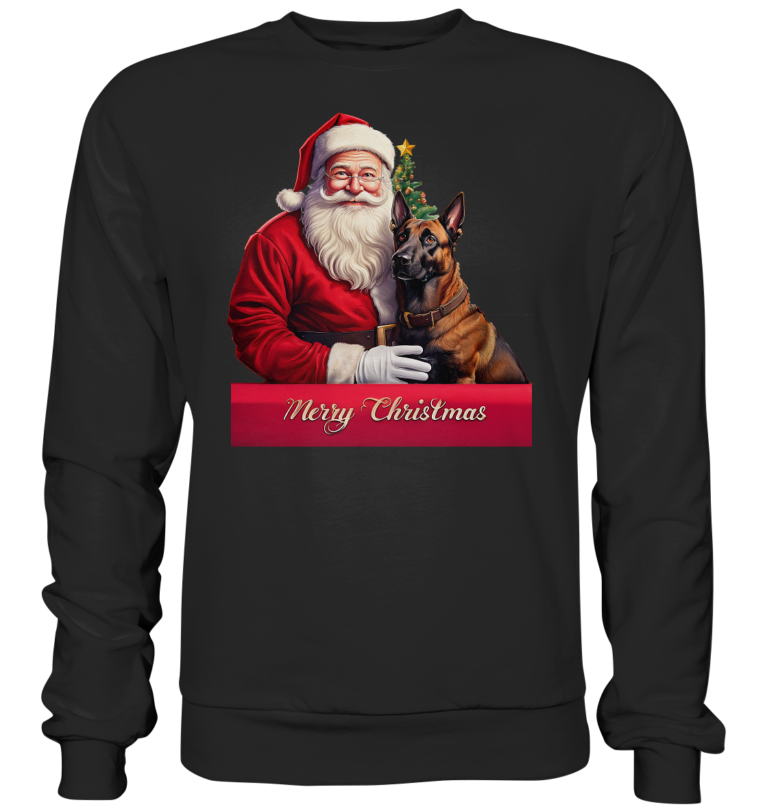 Merry Christmas mit Santa und Malinois - Premium Sweatshirt