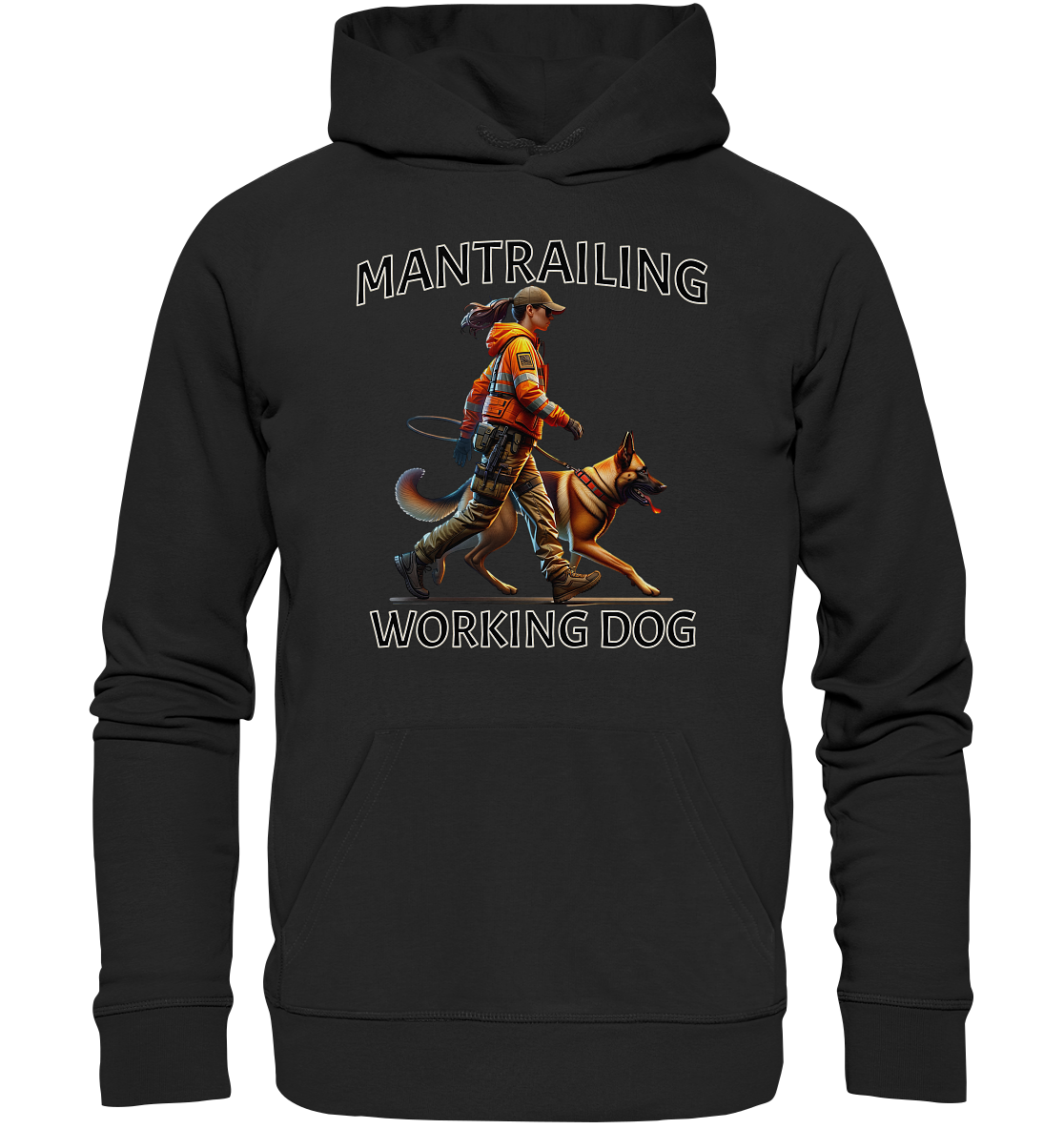 Mantrailing Malinois mit Frau - Premium Unisex Hoodie