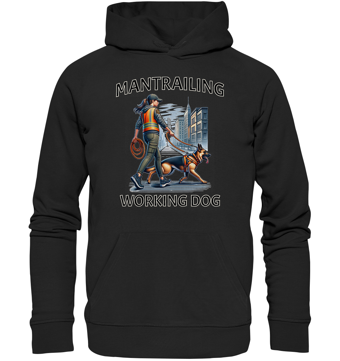 Mantrailing, Frau mit Schäferhund - Premium Unisex Hoodie