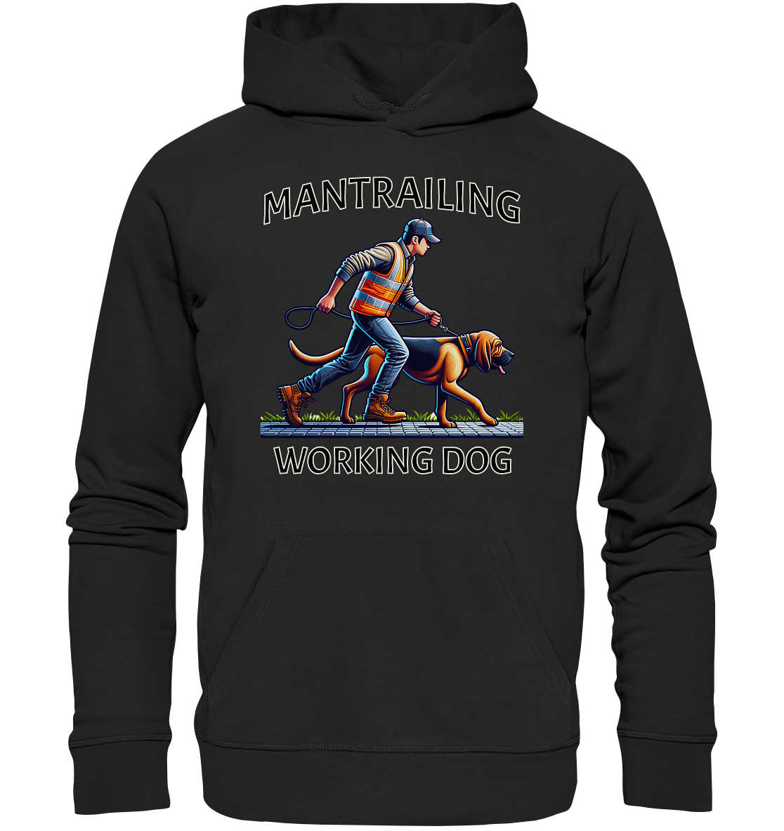 Mantrailing, Mann mit Bloodhound - Premium Unisex Hoodie