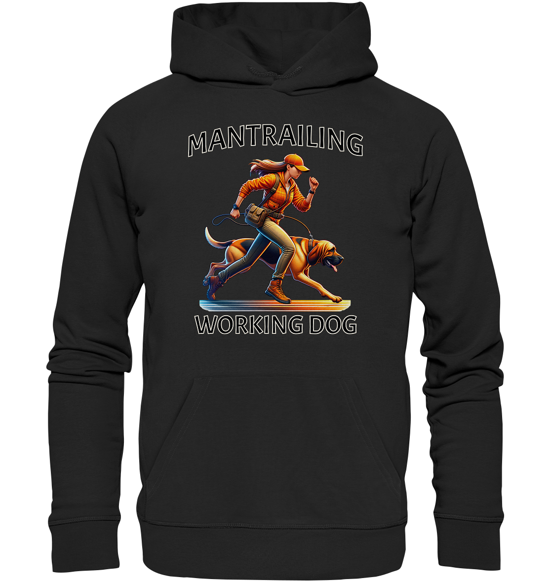 Mantrailing, Frau mit Bloodhound - Premium Unisex Hoodie