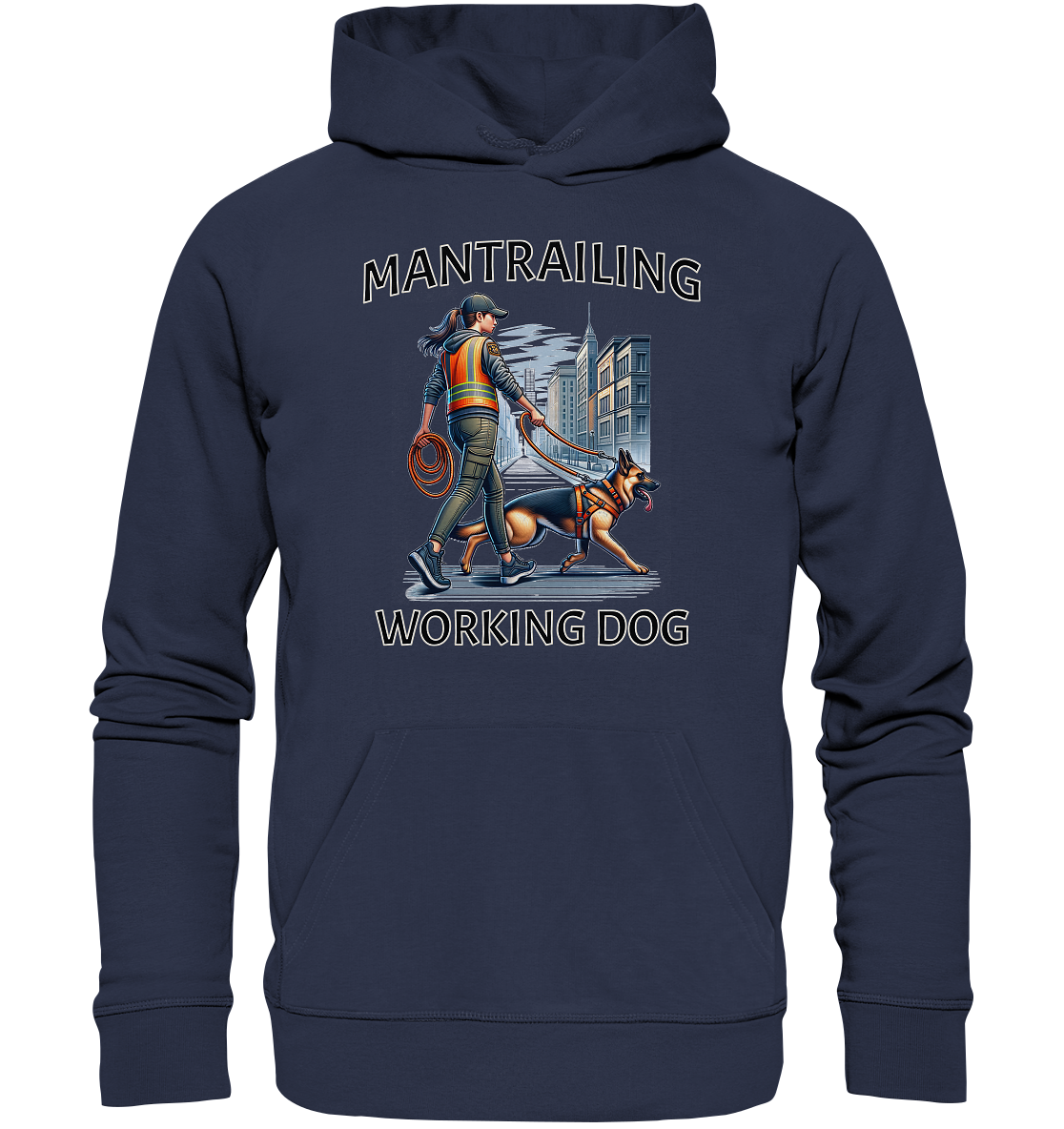 Mantrailing, Frau mit Schäferhund - Premium Unisex Hoodie