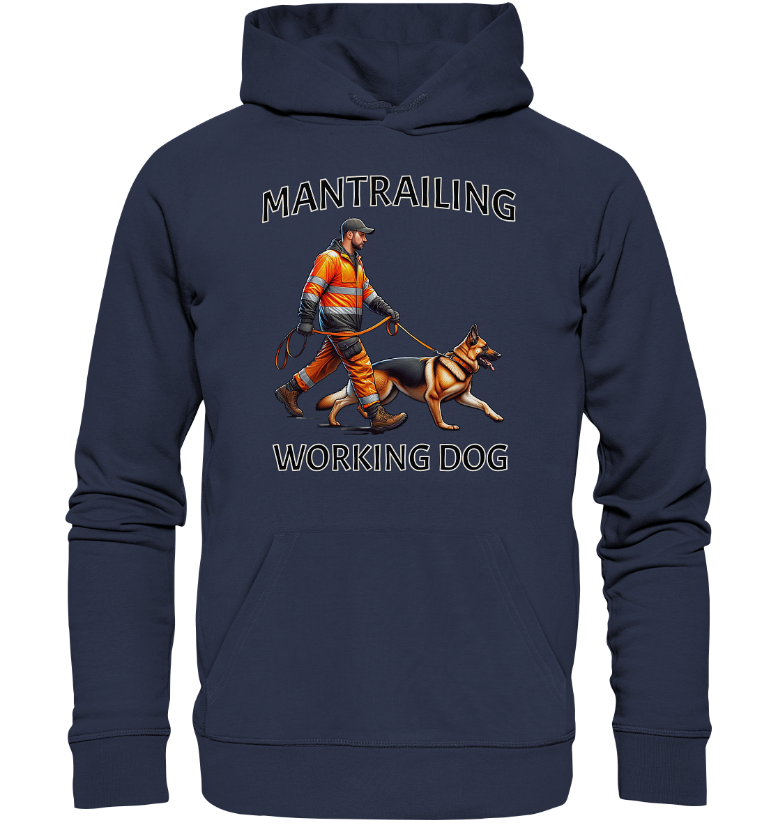 Mantrailing, Mann mit Deutschem Schäferhund - Premium Unisex Hoodie