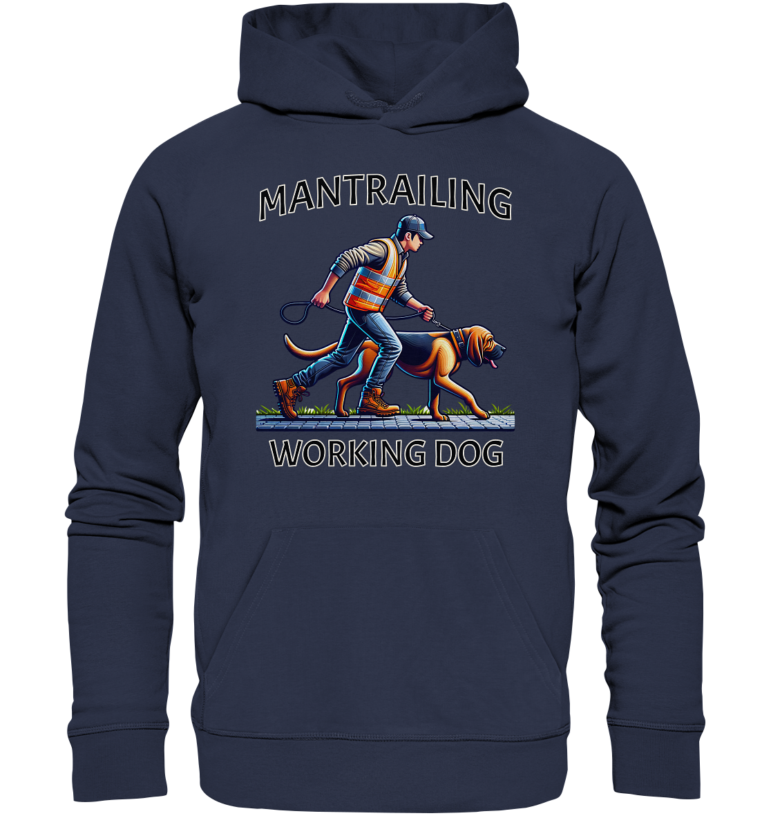 Mantrailing, Mann mit Bloodhound - Premium Unisex Hoodie