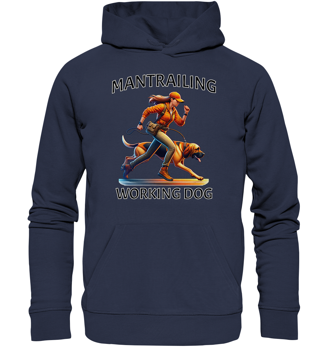 Mantrailing, Frau mit Bloodhound - Premium Unisex Hoodie