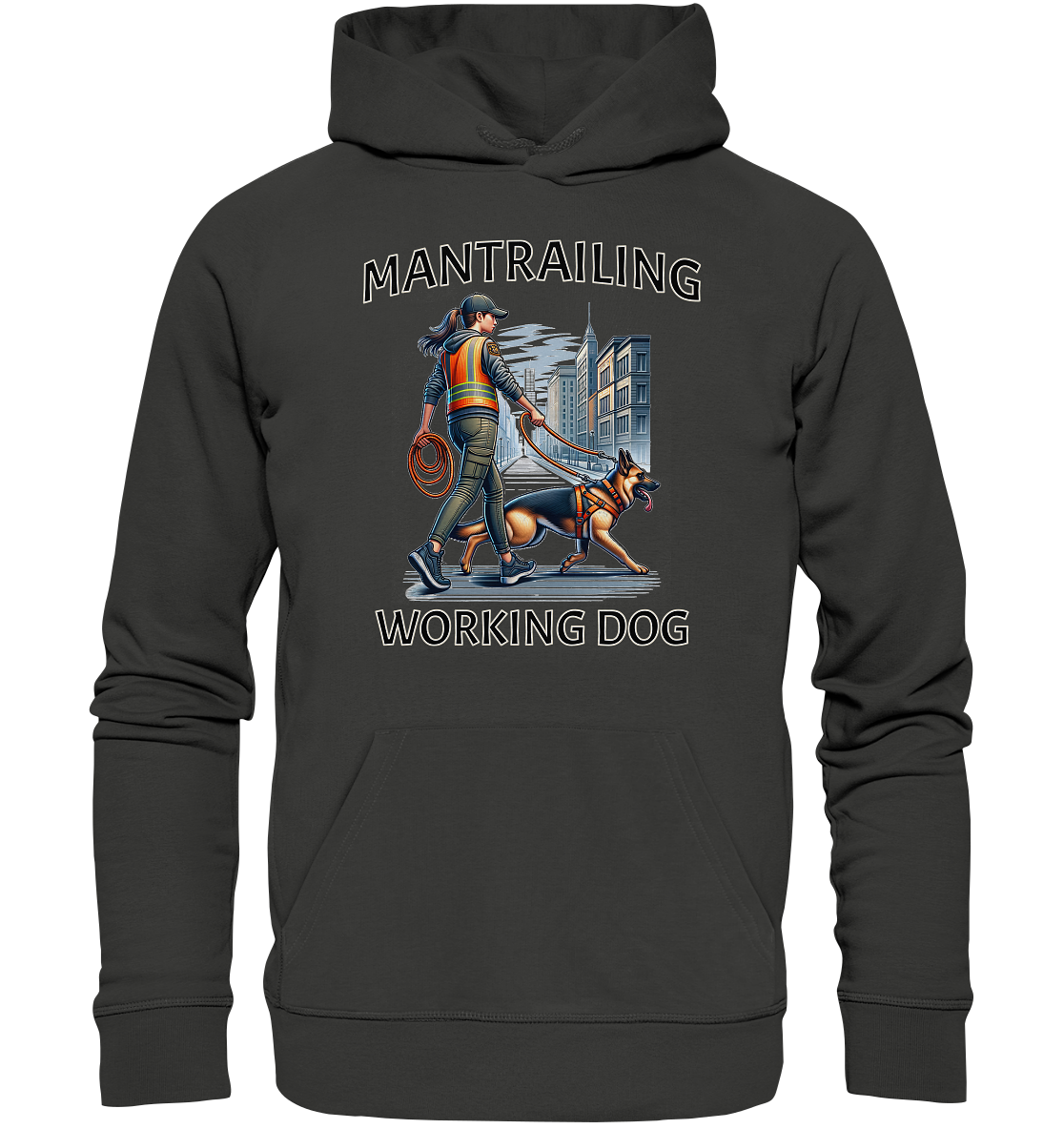 Mantrailing, Frau mit Schäferhund - Premium Unisex Hoodie