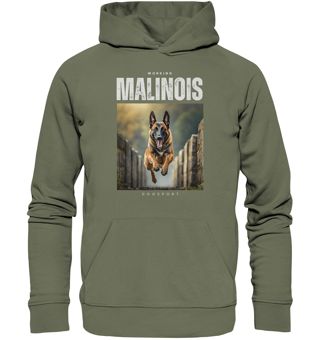 "Working Malinois Dogsport" mit springendem Malinois - Premium Unisex Hoodie