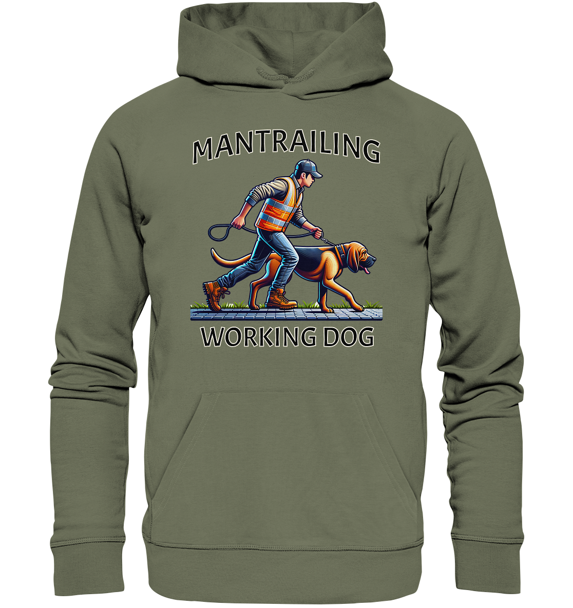 Mantrailing, Mann mit Bloodhound - Premium Unisex Hoodie