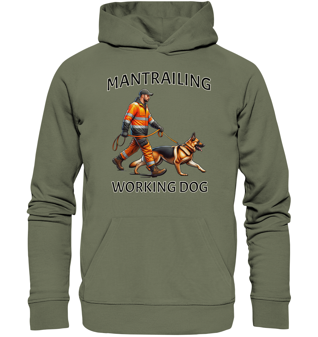 Mantrailing, Mann mit Deutschem Schäferhund - Premium Unisex Hoodie